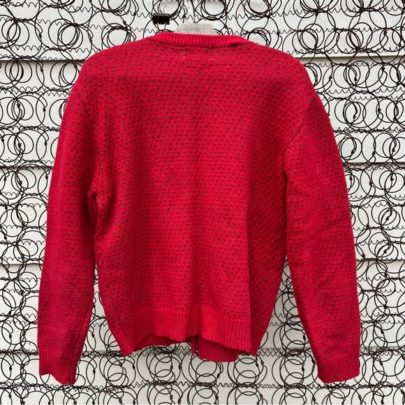 Woolrich Woman red and green knit button front cardigan sweater Vintage - Picture 5 of 6